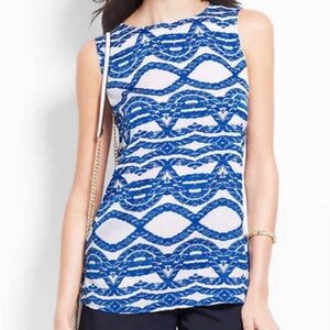 Ann Taylor Nautical Blue Rope Shell Tank Top XS